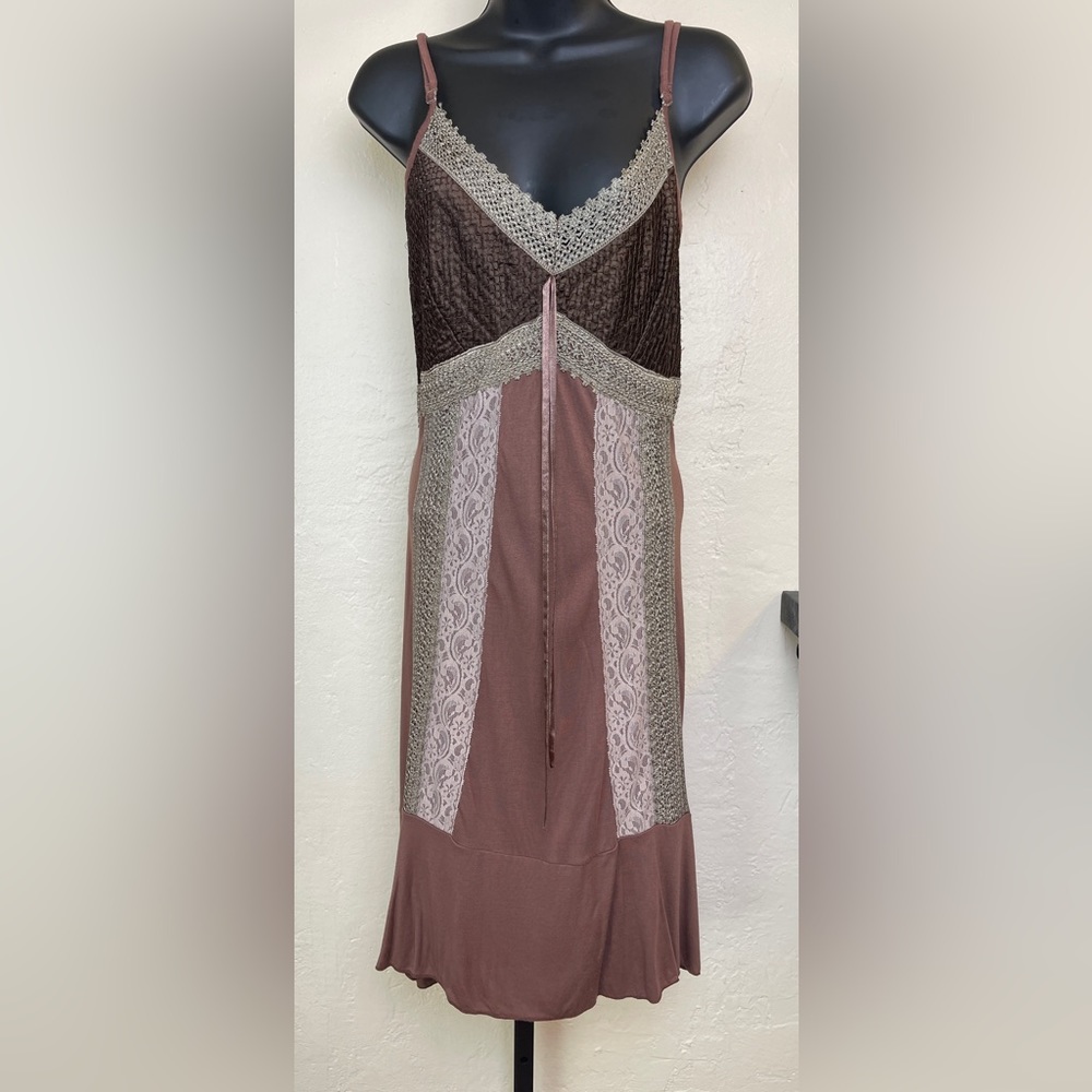 M•K•M‎ Designs Lace Strapless Brown Dress - 1X